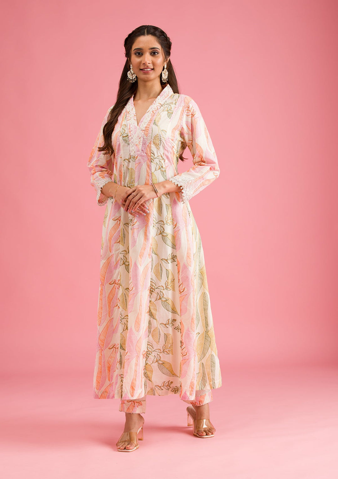 Multi Threadwork Cotton Readymade Salwar Suit-Koskii