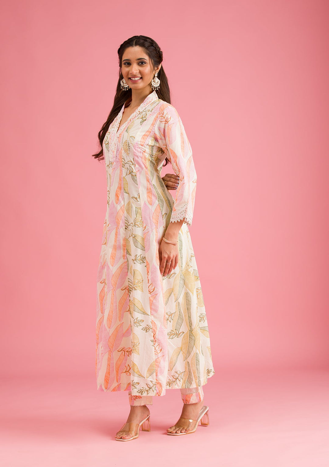 Multi Threadwork Cotton Readymade Salwar Suit-Koskii