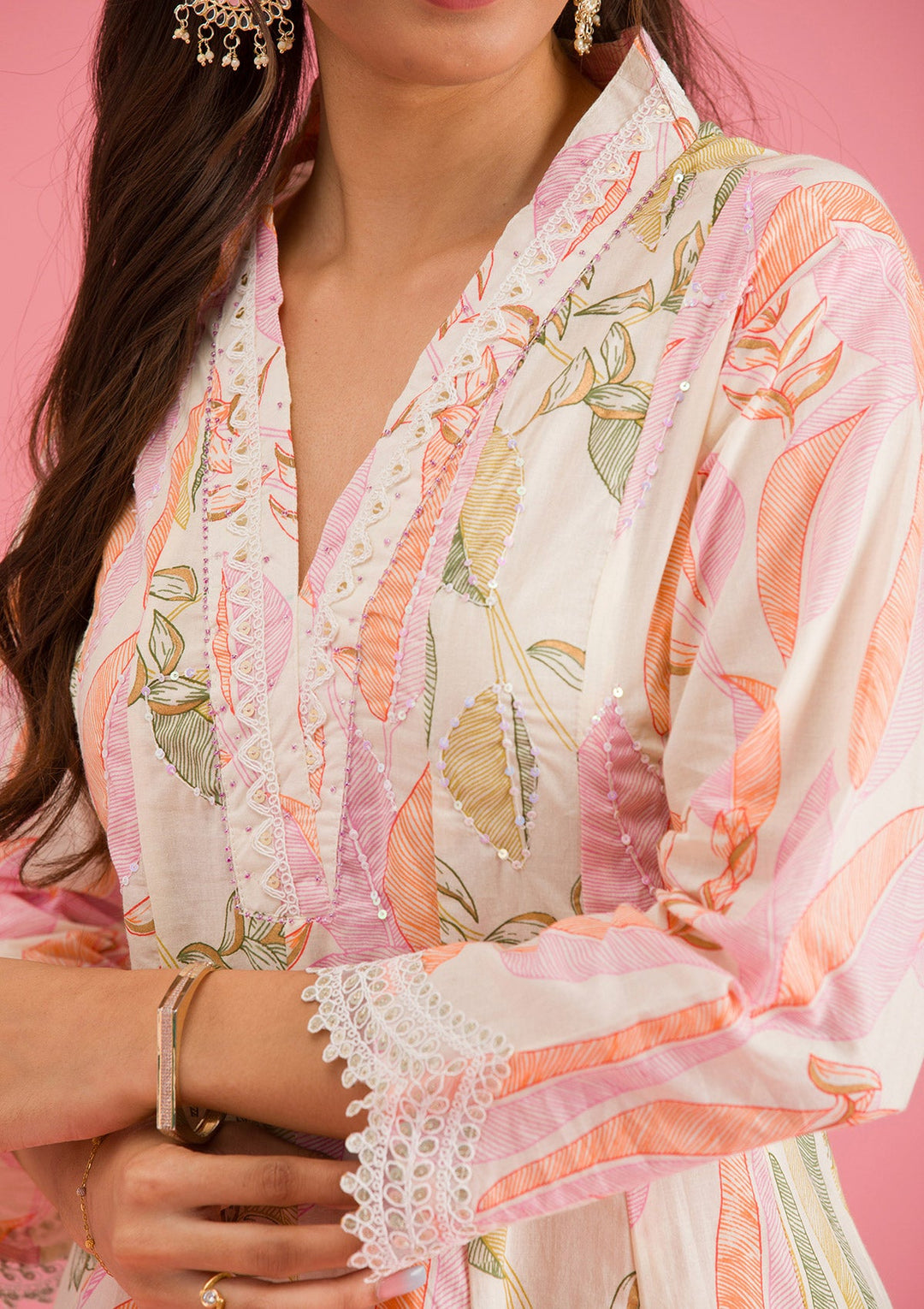 Multi Threadwork Cotton Readymade Salwar Suit-Koskii