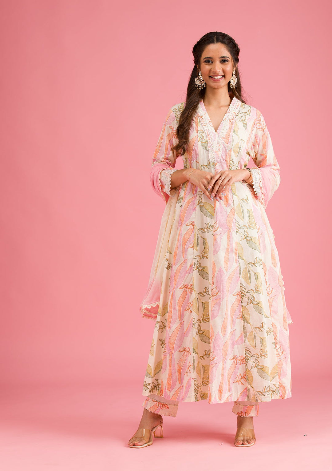 Multi Threadwork Cotton Readymade Salwar Suit-Koskii