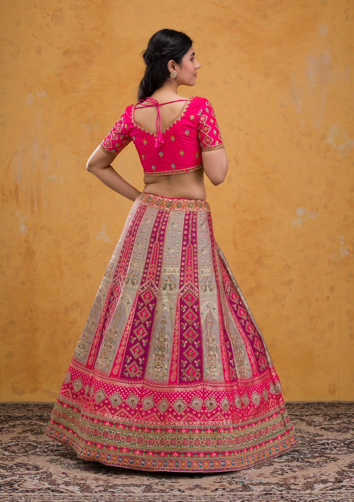 Multi Zariwork Banarasi Readymade Lehenga-Koskii