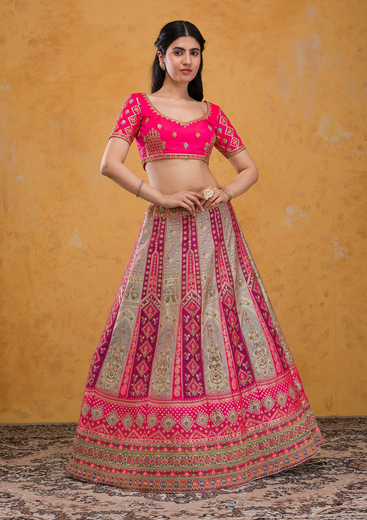 Multi Zariwork Banarasi Readymade Lehenga-Koskii