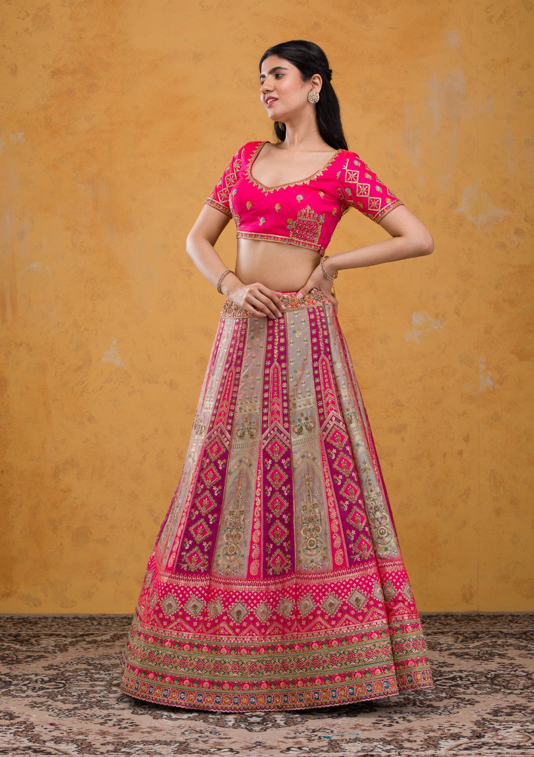 Multi Zariwork Banarasi Readymade Lehenga-Koskii