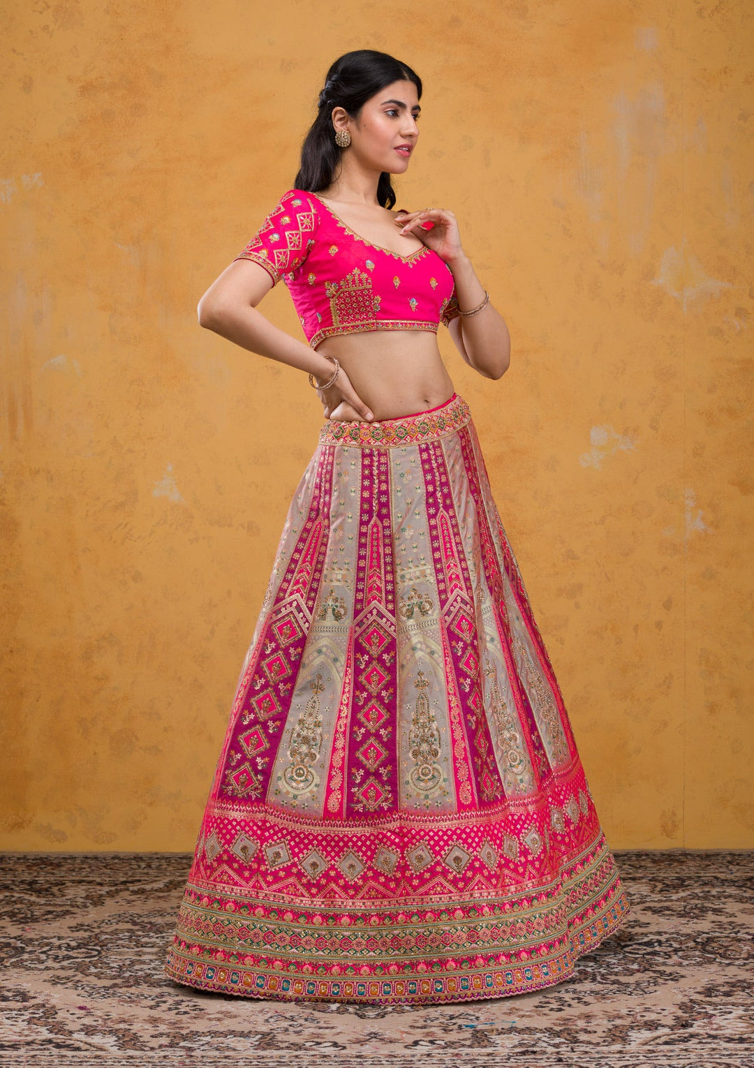 Multi Zariwork Banarasi Readymade Lehenga-Koskii