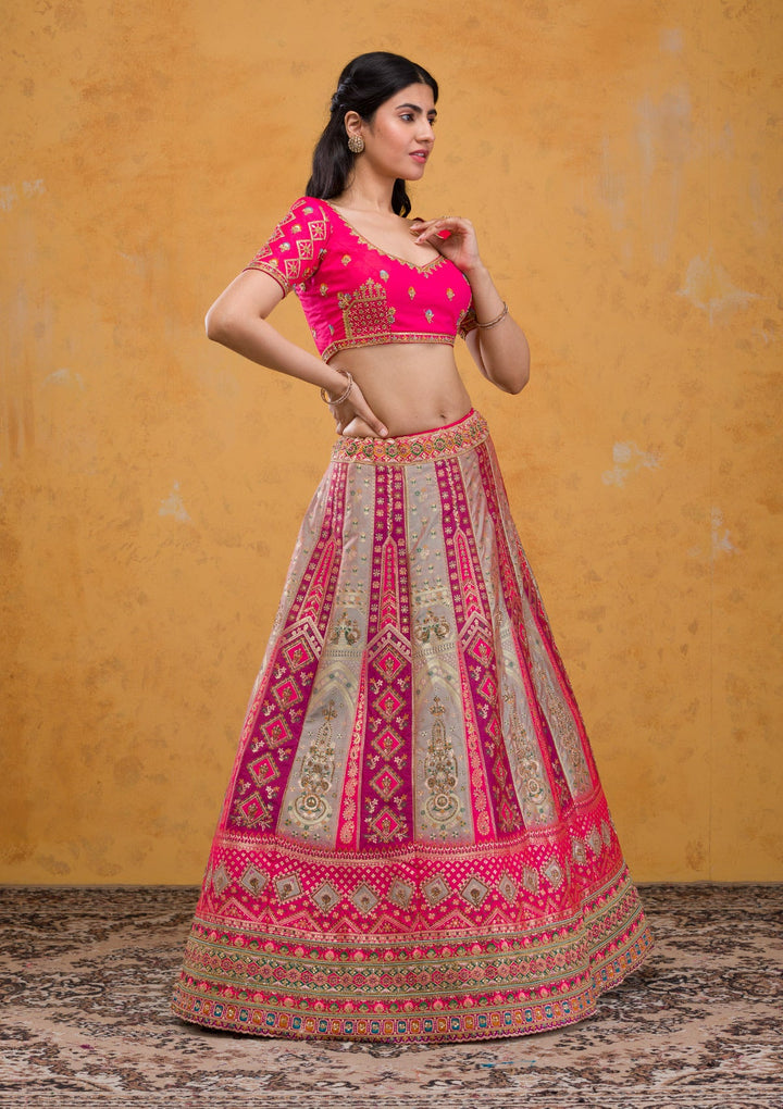Multi Zariwork Banarasi Readymade Lehenga-Koskii
