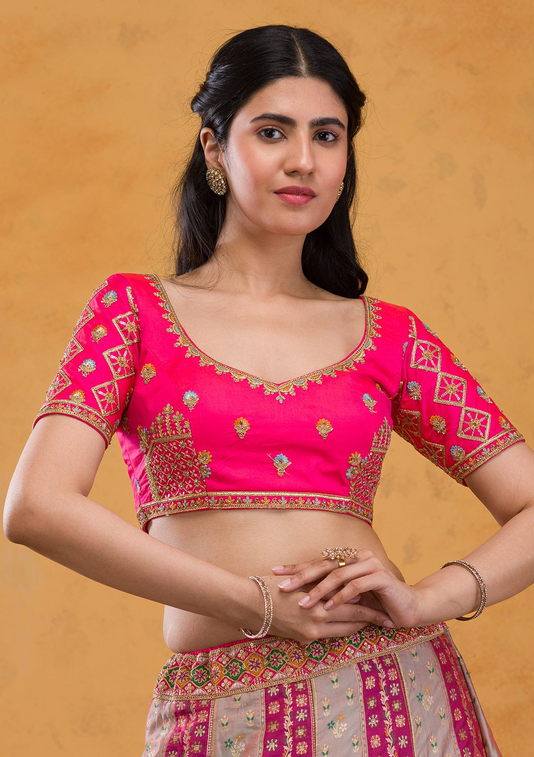 Multi Zariwork Banarasi Readymade Lehenga-Koskii