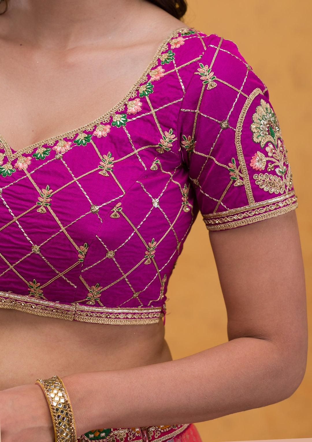 Rani Pink Zariwork Banarasi Readymade Lehenga-Koskii