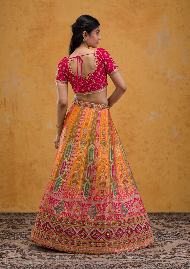 Mustard Zariwork Banarasi Readymade Lehenga-Koskii