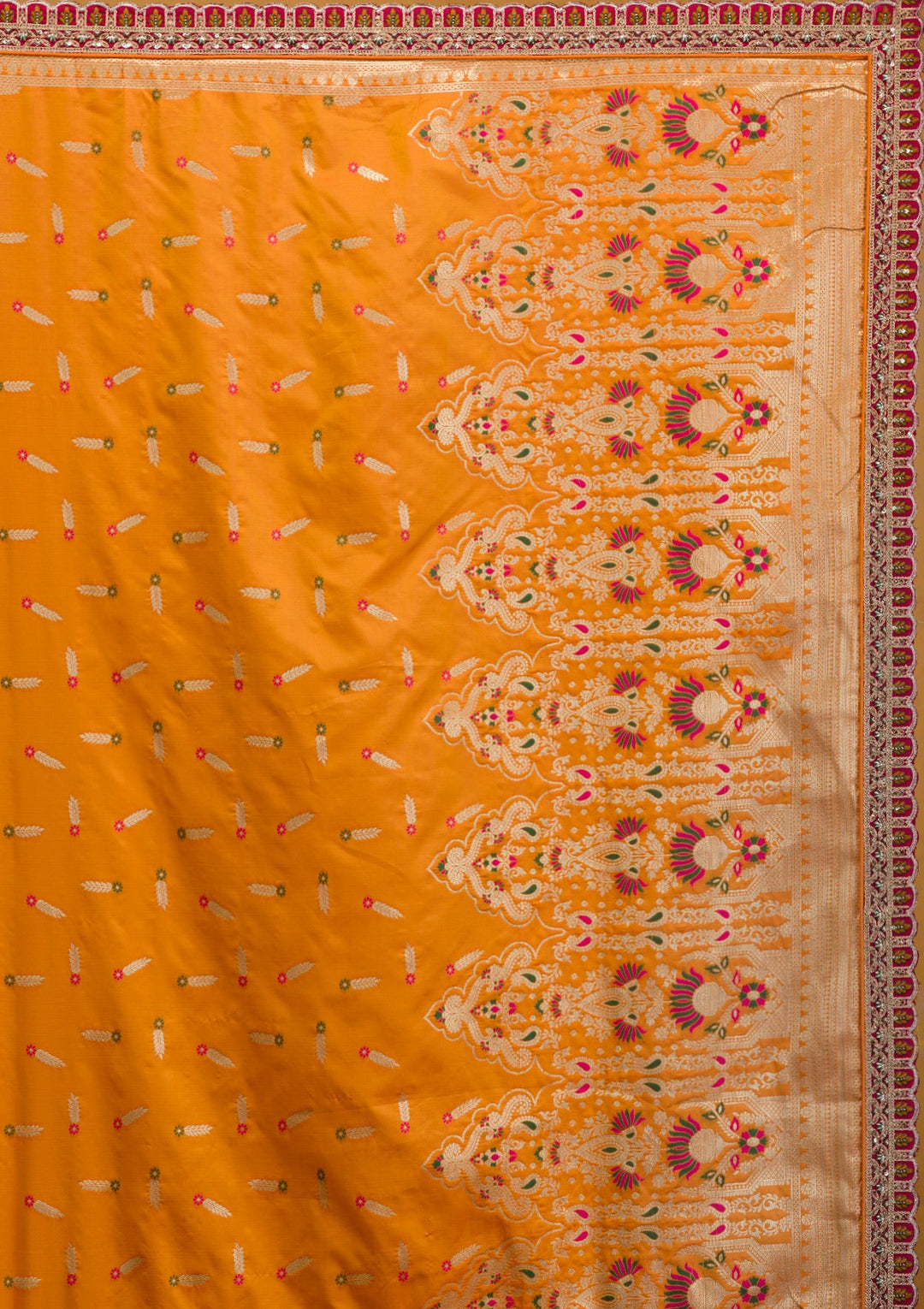 Mustard Zariwork Banarasi Readymade Lehenga-Koskii