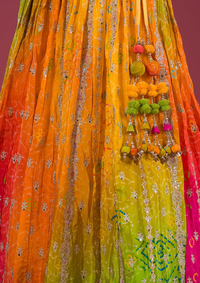 Multi Zariwork Semi Crepe Readymade Lehenga-Koskii