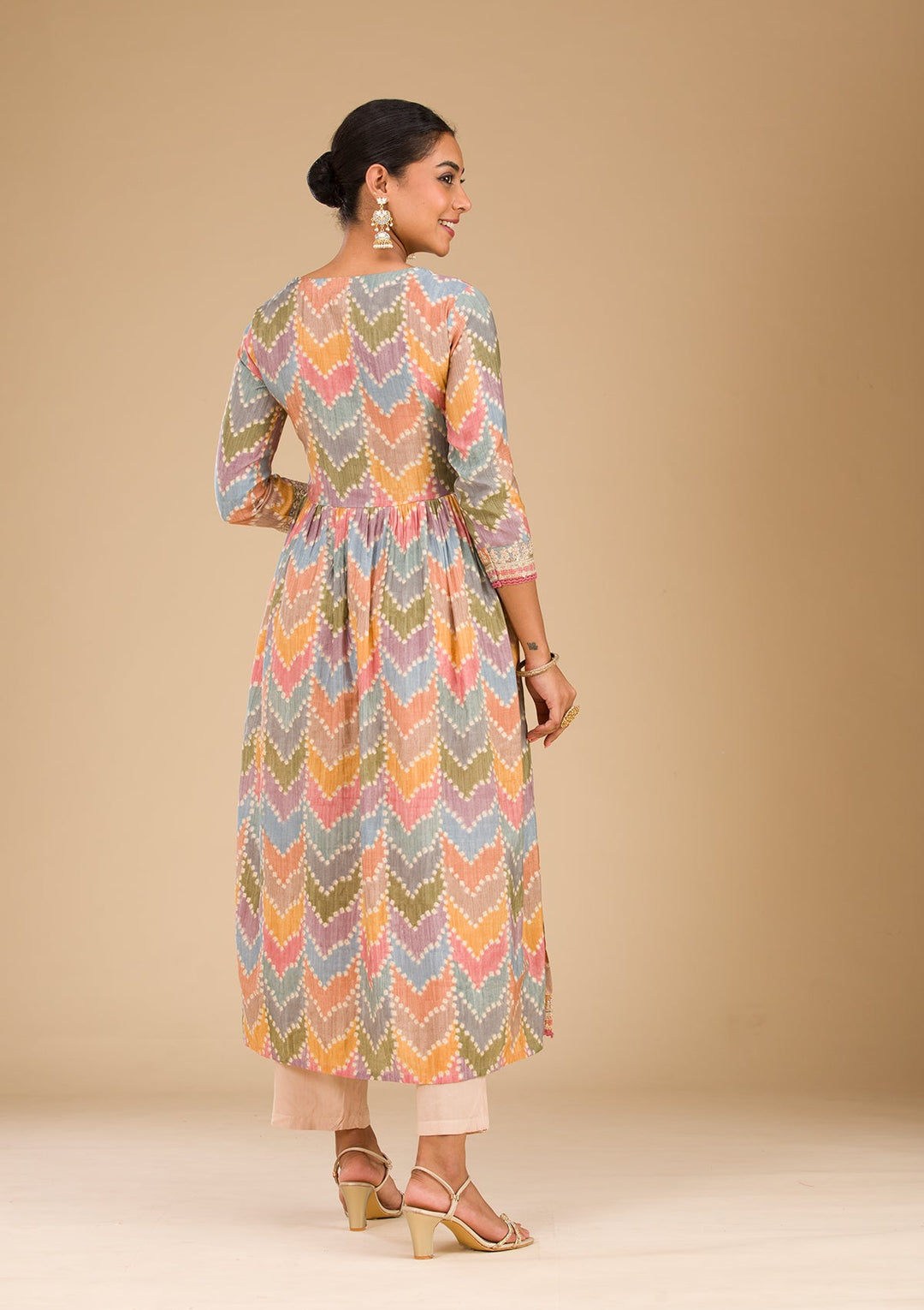 Multi Zariwork Semi Crepe Readymade Salwar Suit