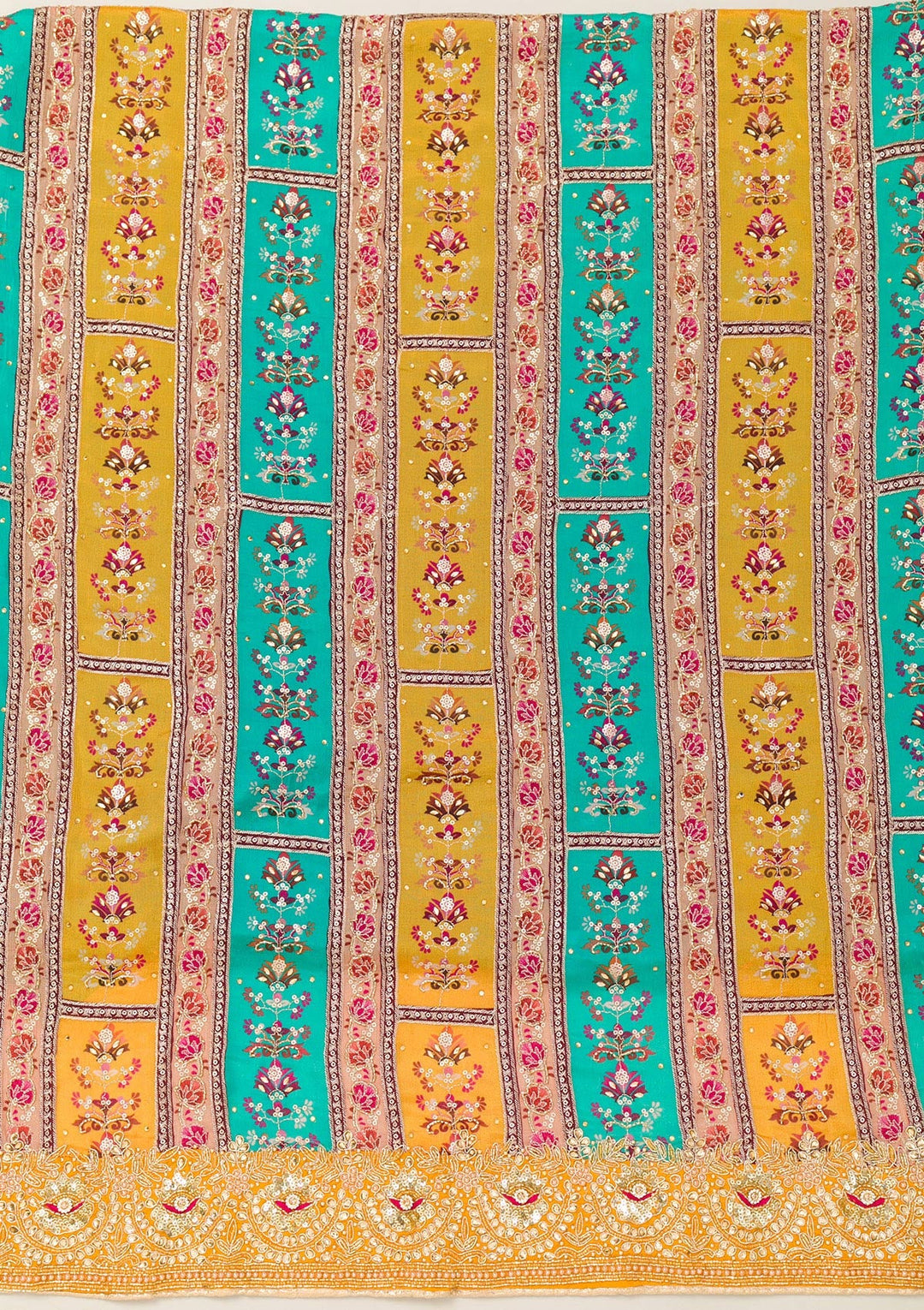 Mustard Cutdana Chiffon Unstitched Salwar Suit-Koskii