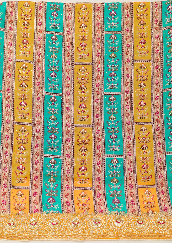 Mustard Cutdana Chiffon Unstitched Salwar Suit-Koskii
