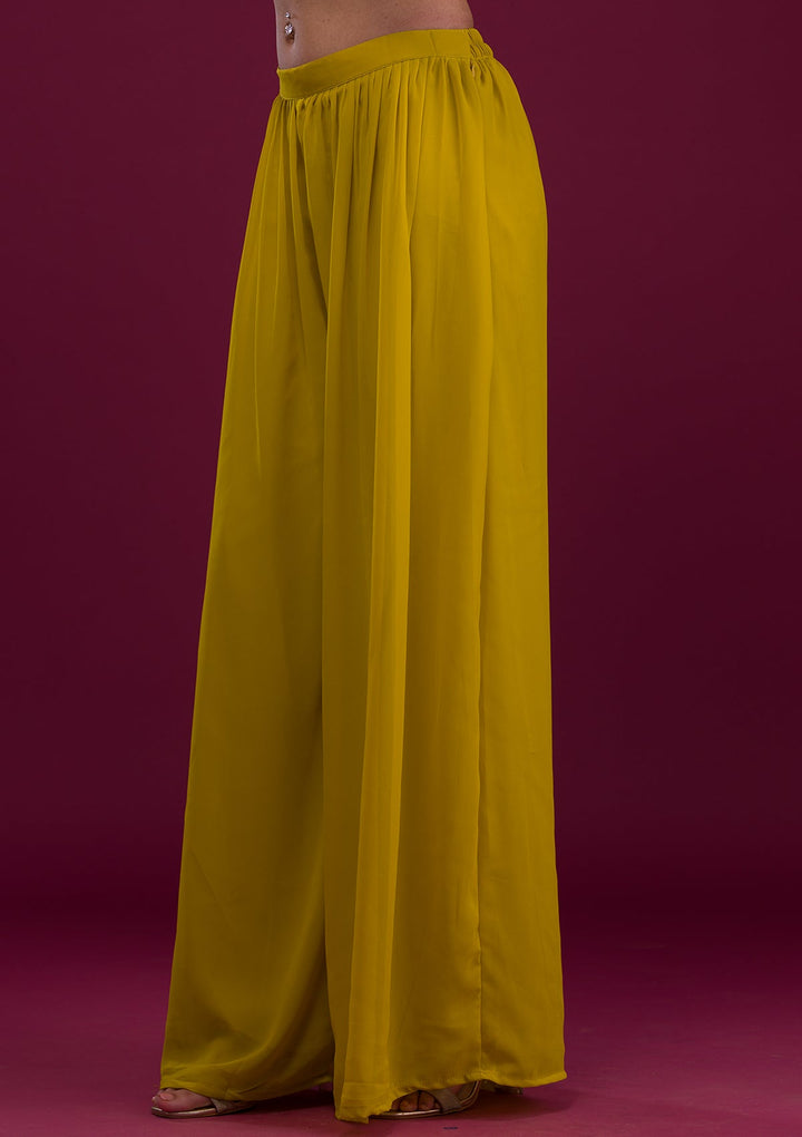 Mustard Kashmiri Georgette Readymade Salwar Kameez-Koskii