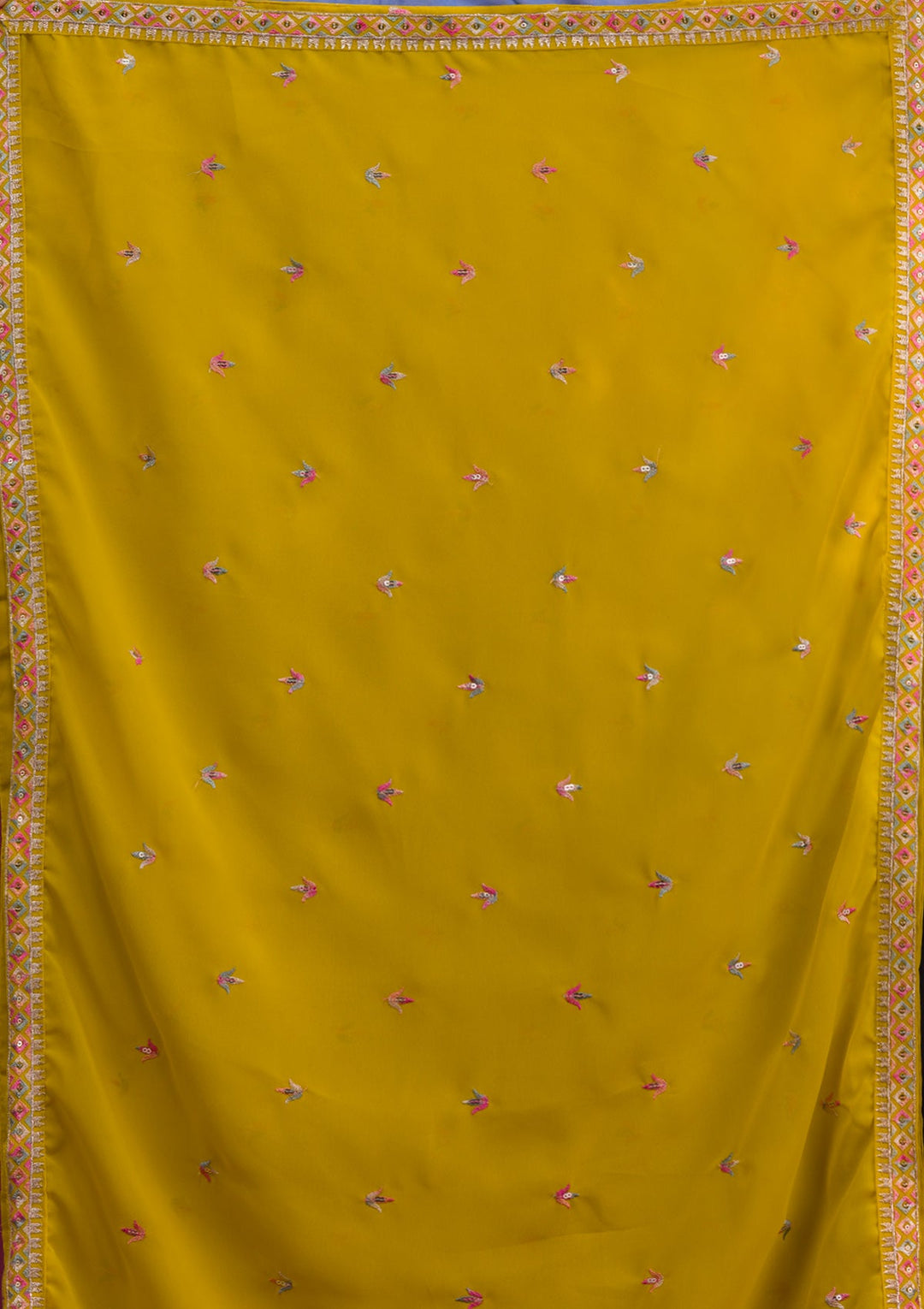 Mustard Kashmiri Georgette Readymade Salwar Kameez-Koskii