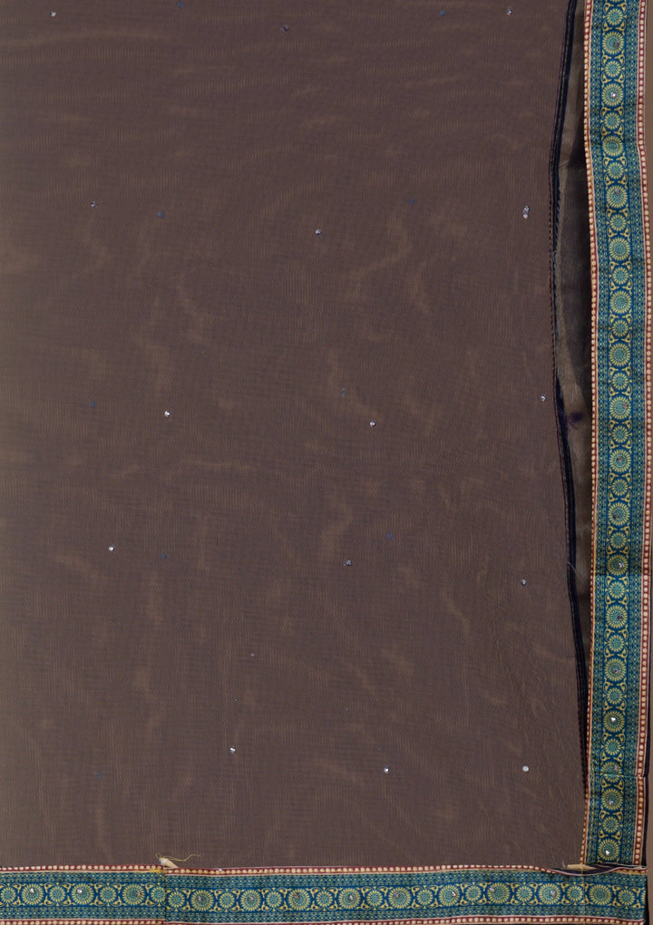 Mustard Mirrorwork Banarasi Readymade Lehenga-Koskii