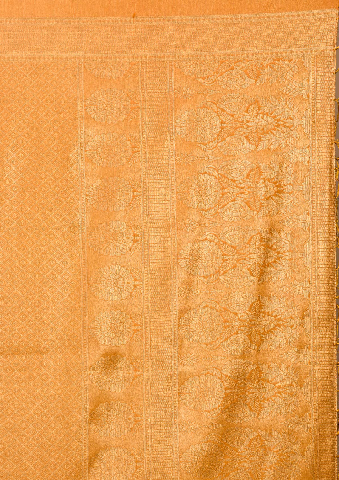 Mustard Plain Soft Silk Saree-Koskii
