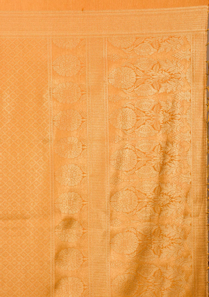 Mustard Plain Soft Silk Saree-Koskii