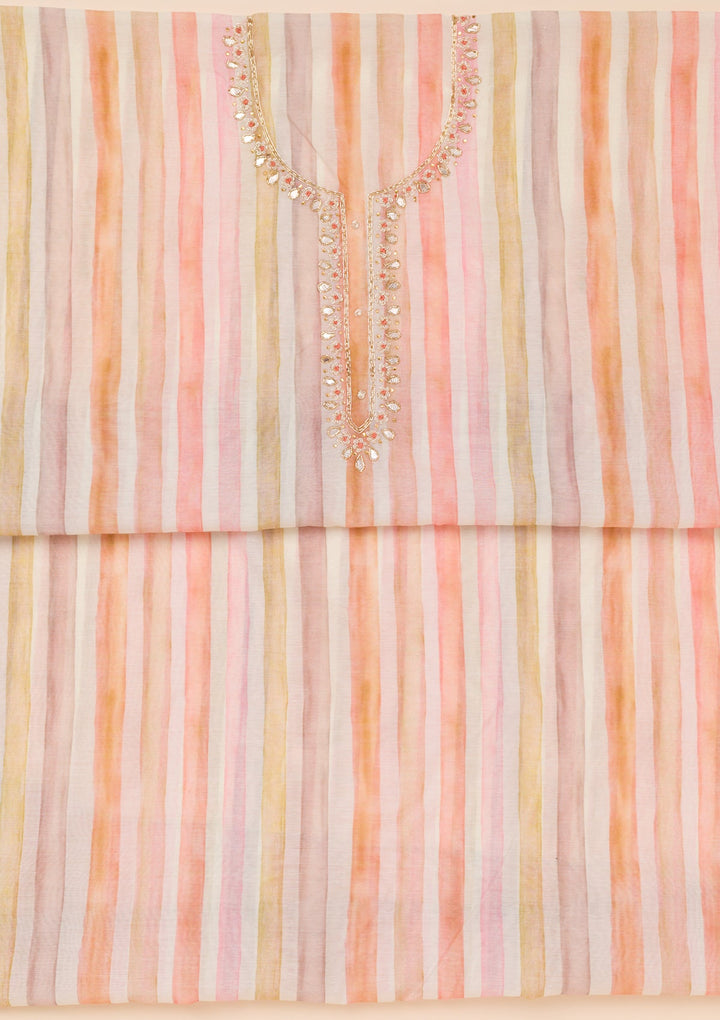 Mustard Printed Tissue Unstitched Salwar Suit-Koskii