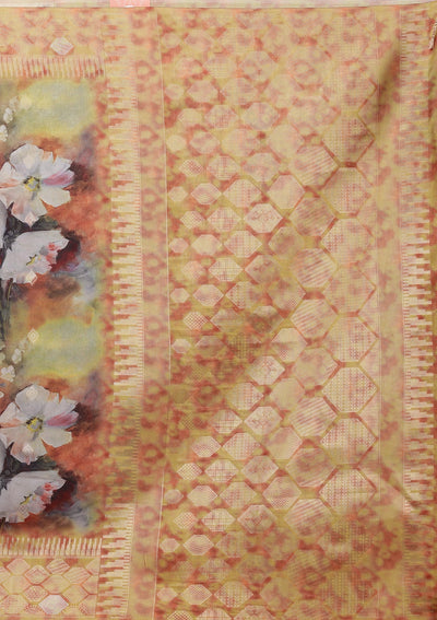 Mustard Printed Tissue Saree