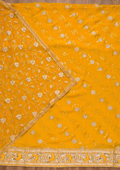 Mustard Sequins Georgette Unstitched Salwar Suit