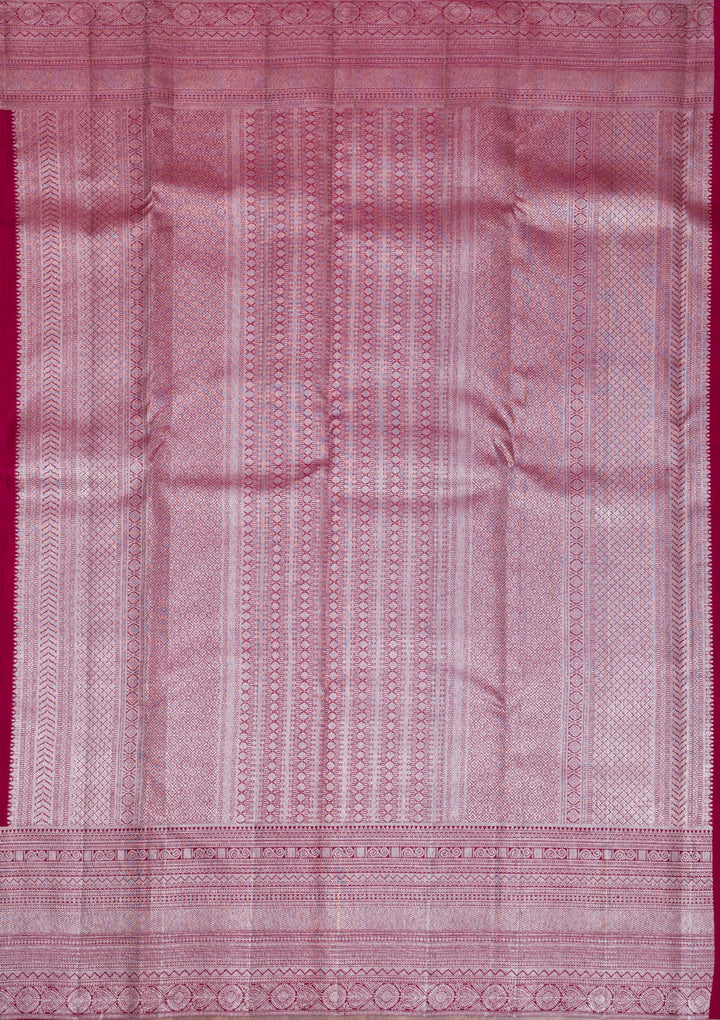 Mustard Silver Zariwork Pure Silk Saree-Koskii