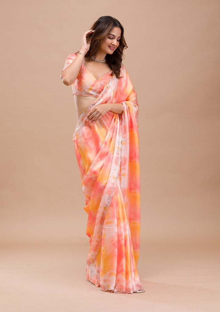 Mustard Stonework Georgette Saree-Koskii