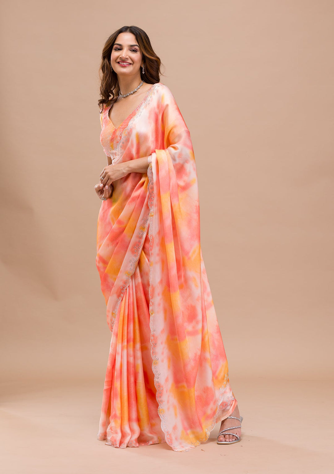 Mustard Stonework Georgette Saree-Koskii