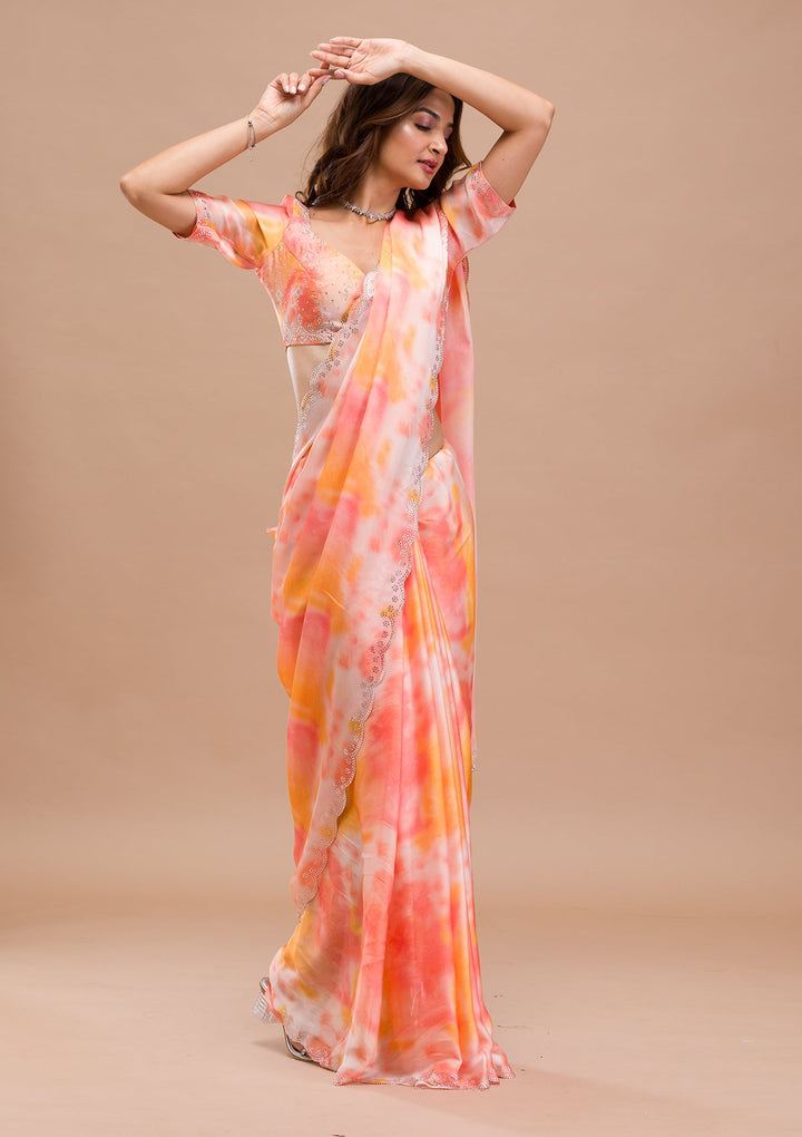 Mustard Stonework Georgette Saree-Koskii