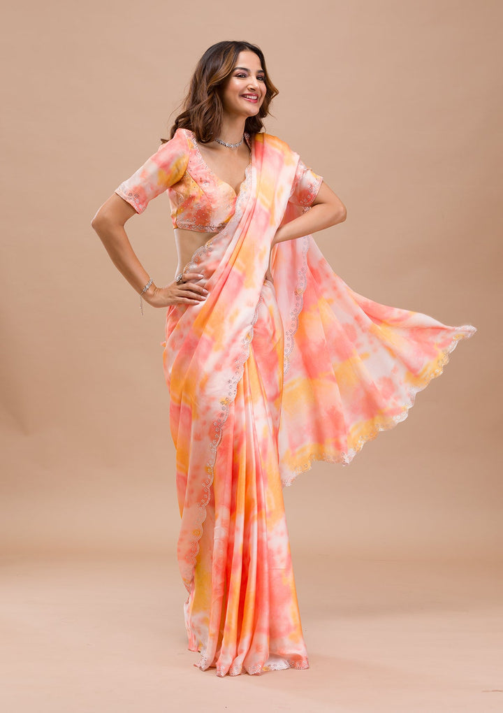Mustard Stonework Georgette Saree-Koskii