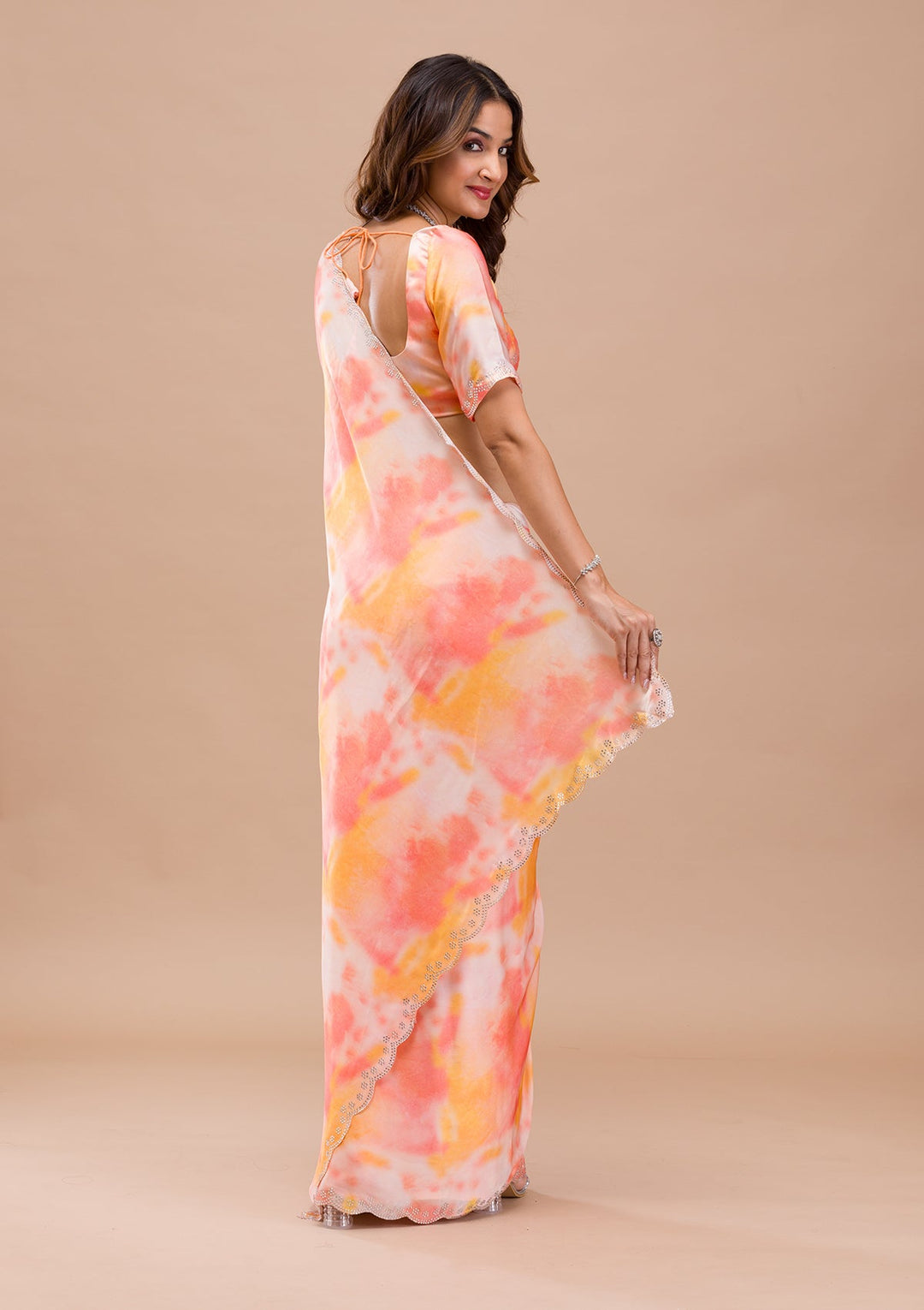 Mustard Stonework Georgette Saree-Koskii