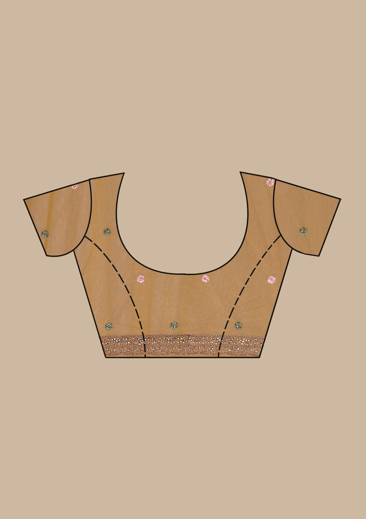 Mustard Stonework Net Saree-Koskii