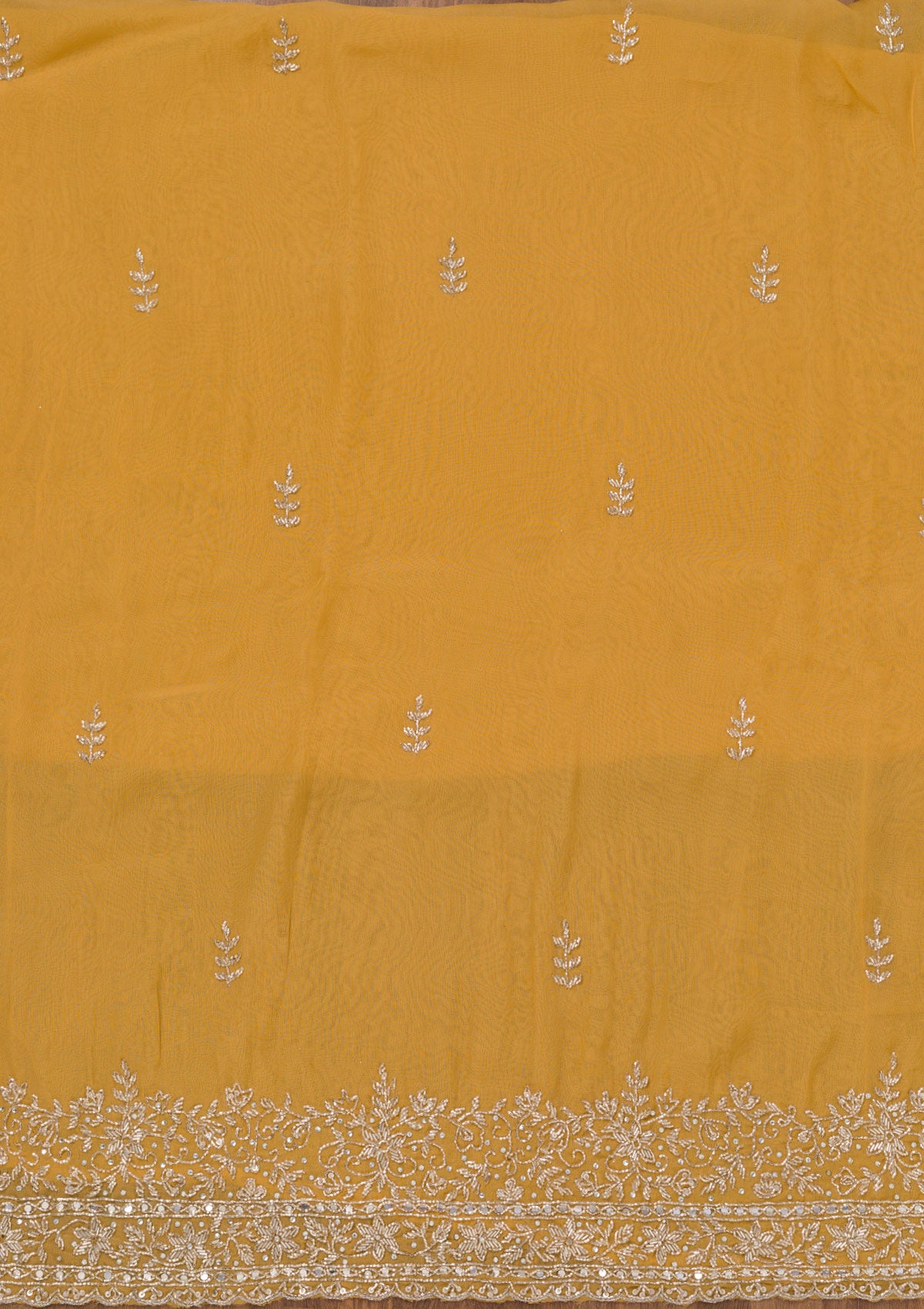 Mustard Stonework Tissue Unstitched Salwar Suit