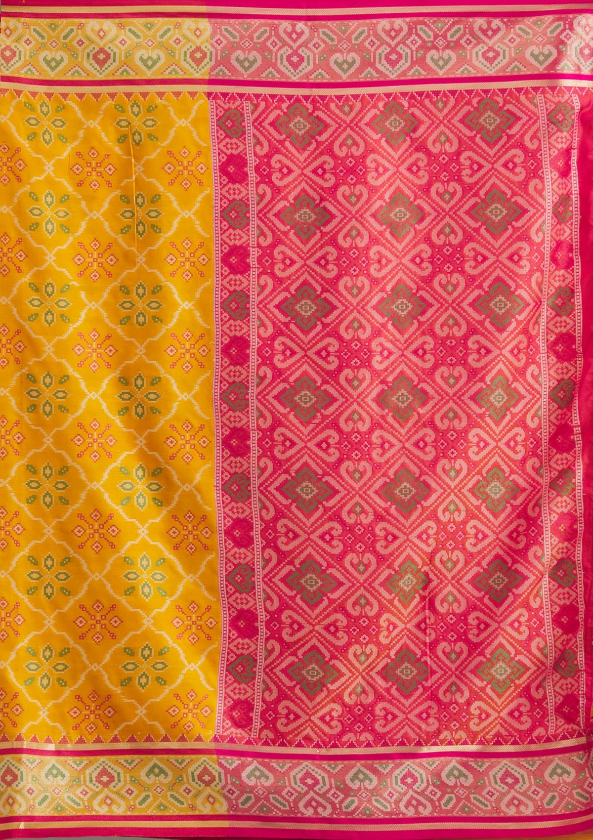 Mustard Threadwork Art Silk Saree-Koskii