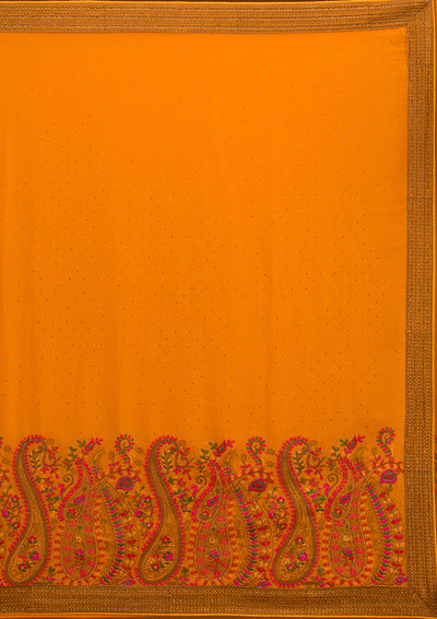 Mustard Threadwork Georgette Saree