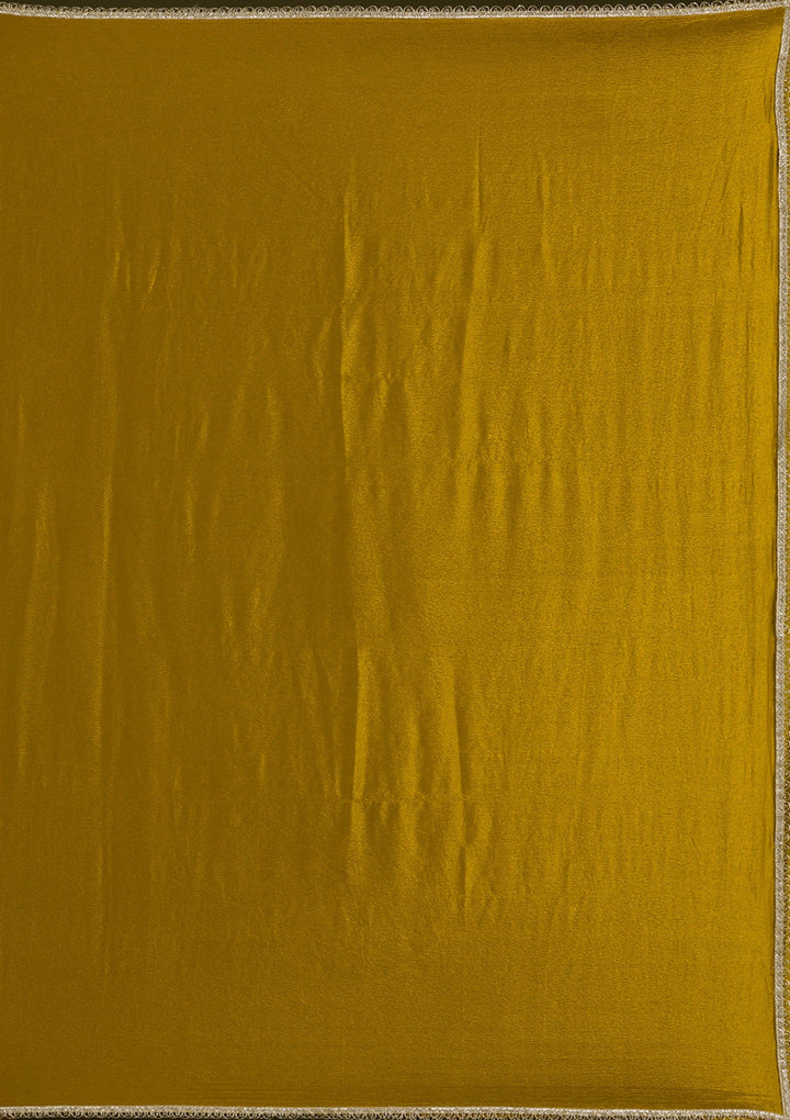 Mustard Threadwork Raw Silk Readymade Salwar Suit
