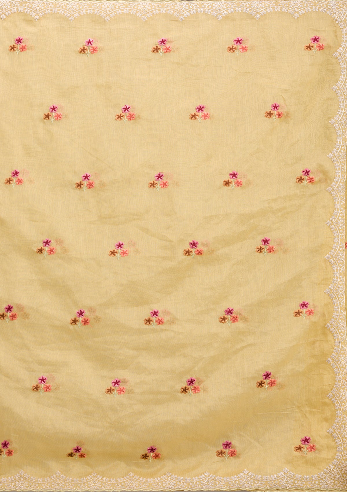 Mustard Threadwork Tissue Saree