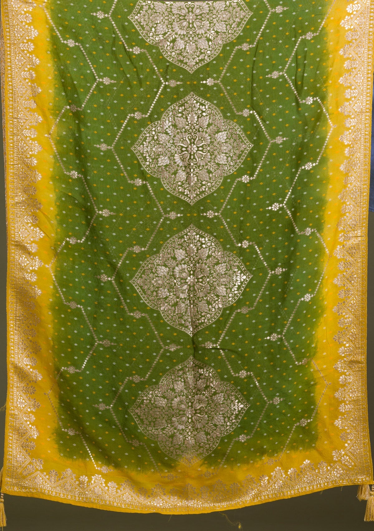 Mustard Zariwork Art Silk Readymade Sharara Kameez