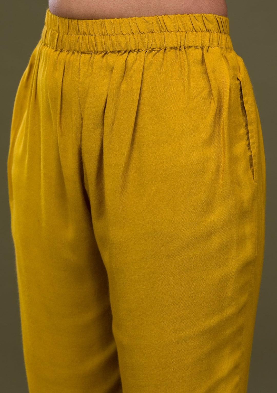 Mustard Zariwork Art Silk Readymade Sharara Kameez