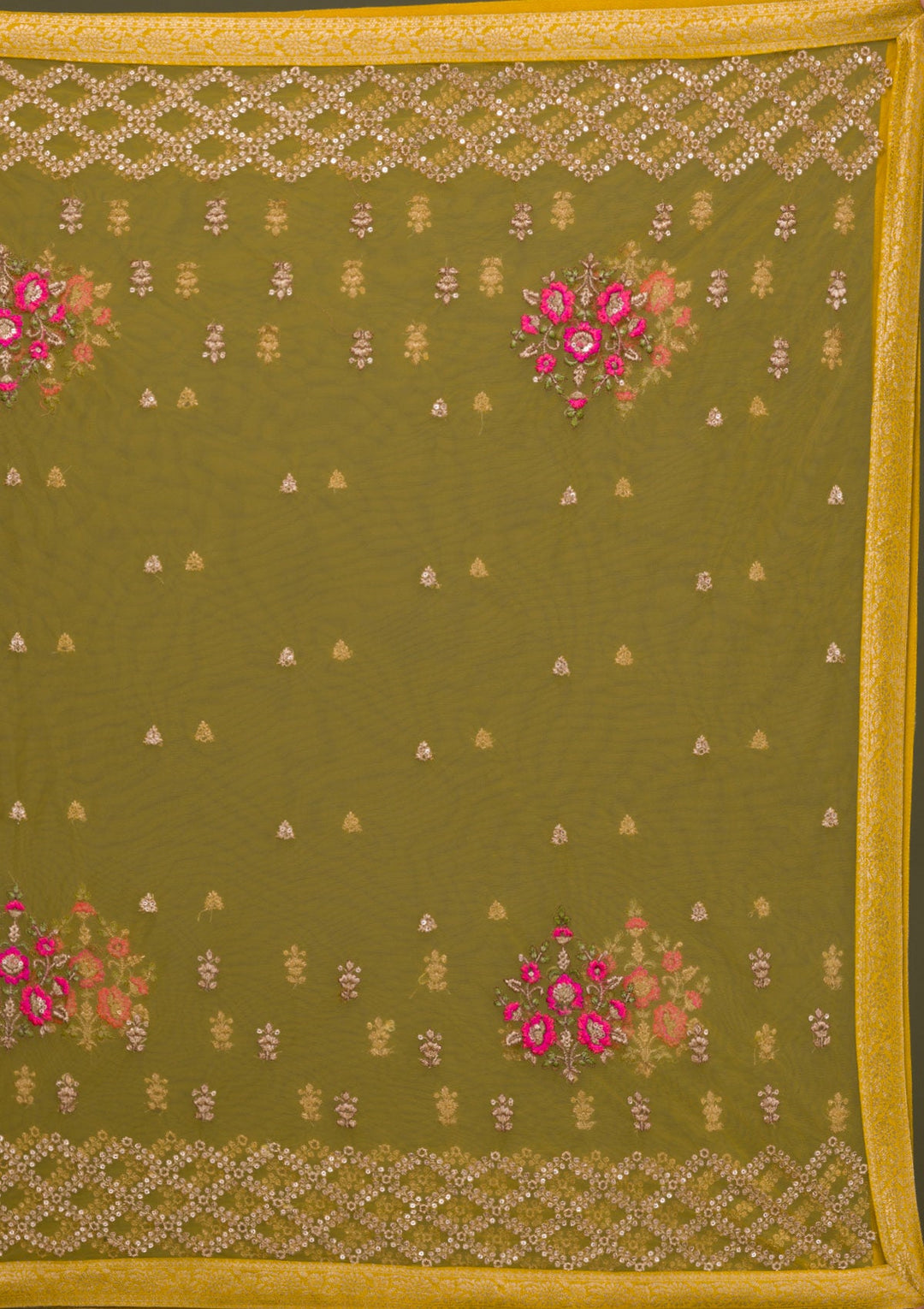 Mustard Zariwork Art Silk Readymade Sharara Kameez