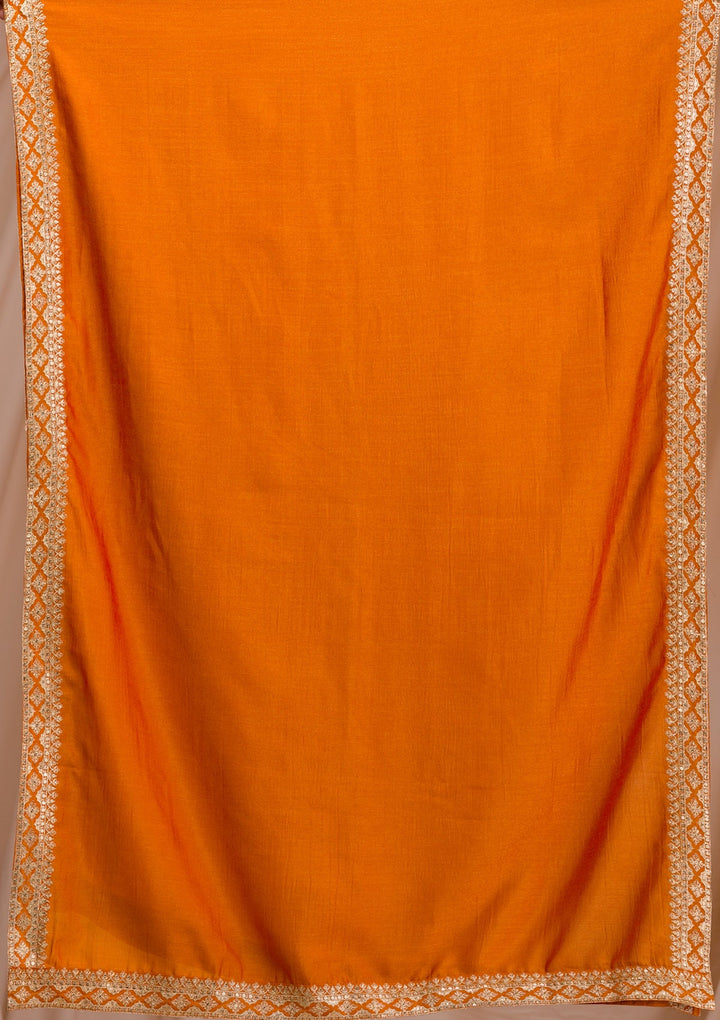 Mustard Zariwork Art Silk Readymade Salwar Suit-Koskii