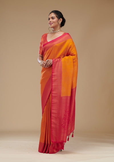 Mustard Zariwork Art Silk Saree-Koskii