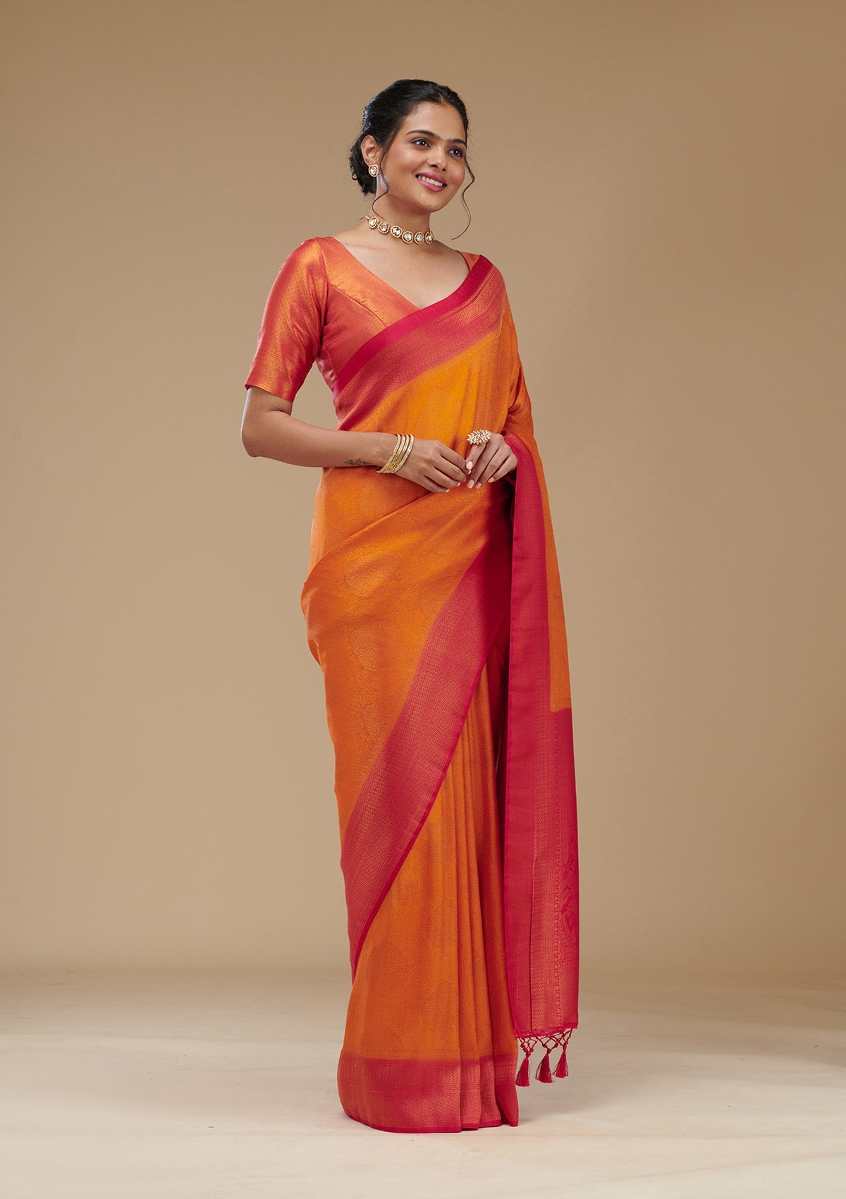 Mustard Zariwork Art Silk Saree-Koskii