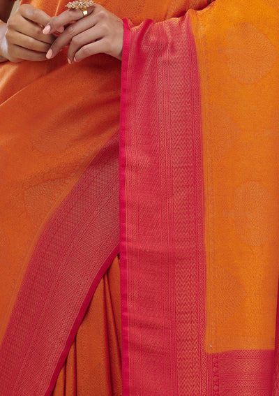 Mustard Zariwork Art Silk Saree-Koskii