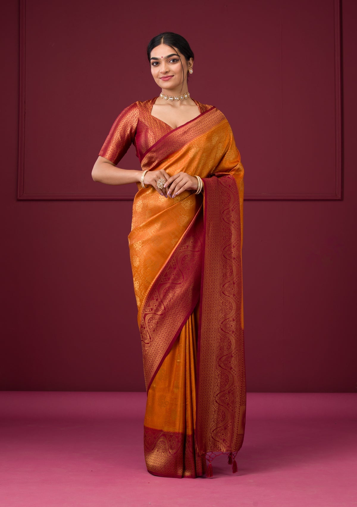 Mustard Zariwork Art Silk Saree