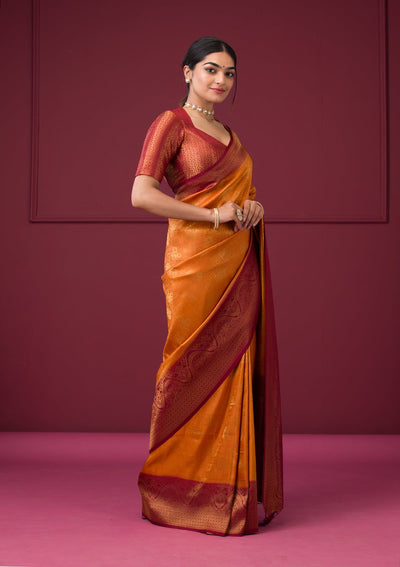 Mustard Zariwork Art Silk Saree