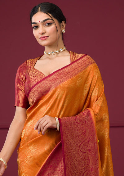 Mustard Zariwork Art Silk Saree