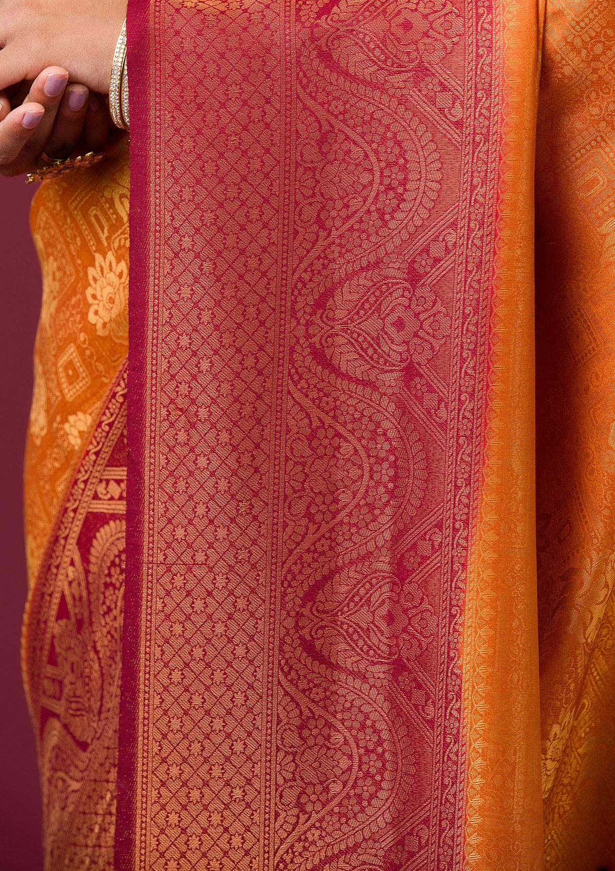 Mustard Zariwork Art Silk Saree