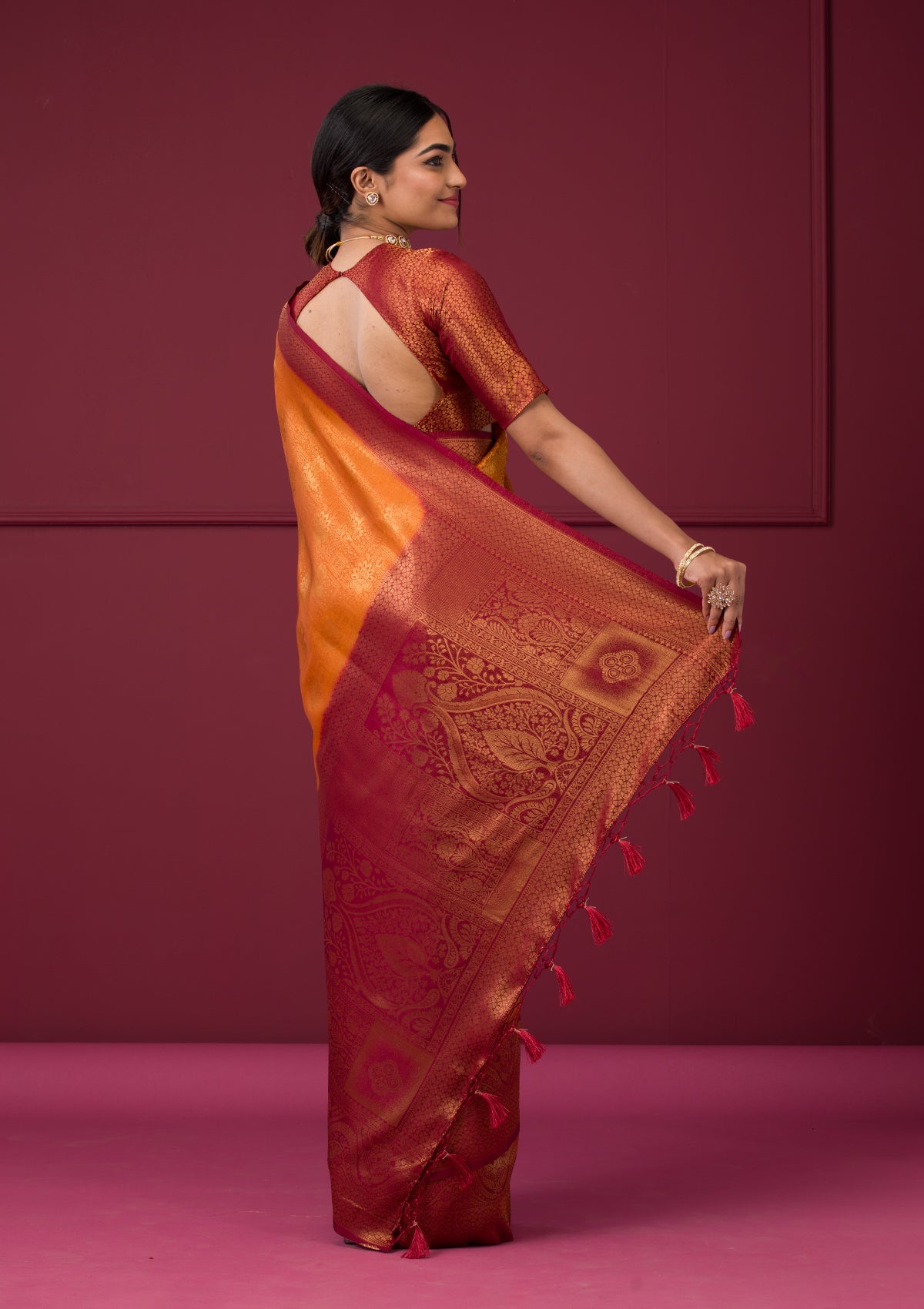 Mustard Zariwork Art Silk Saree