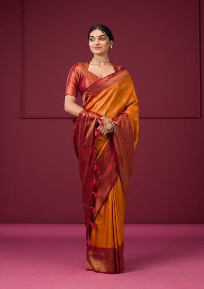 Mustard Zariwork Art Silk Saree